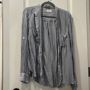 Thread & Supply Navy Striped Button Down Blouse // Size L // Worn Twice